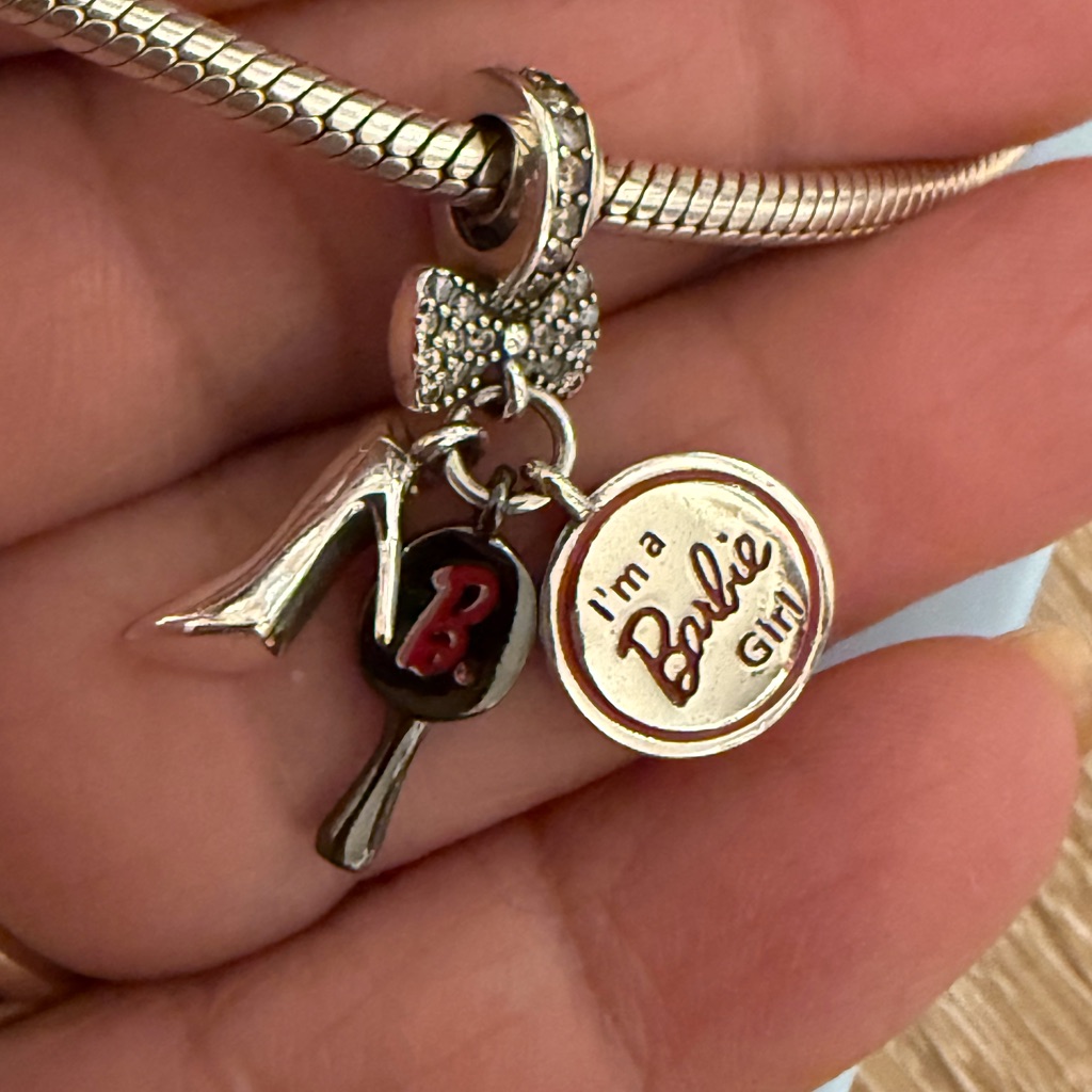 Barbie Silver Charm Bracelet With Black And Red Accents